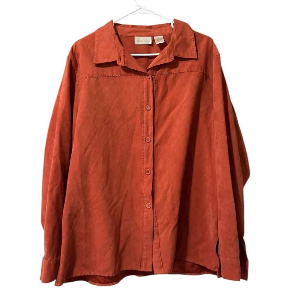 Studio Works Women Size XL Orange Button Down Long Sleeve Shirt Casual Relaxed